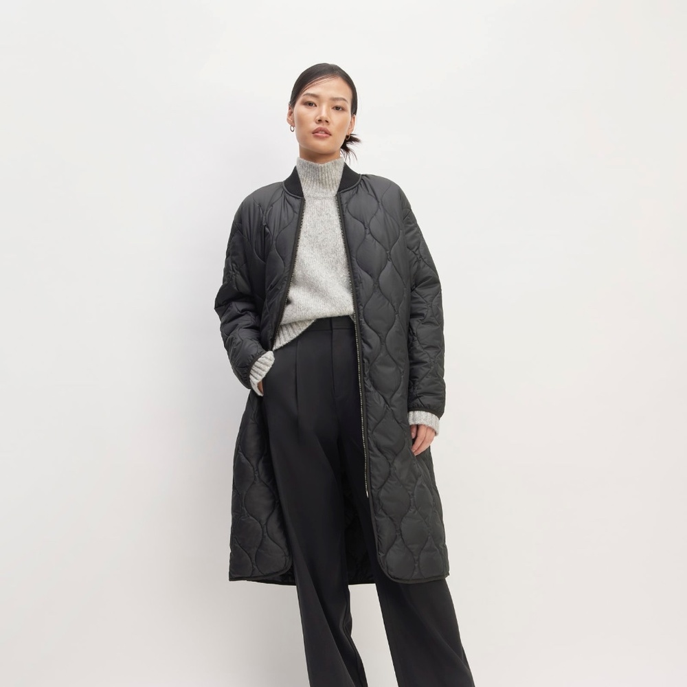 Everlane The ReNew Long Liner Black Base - Size S